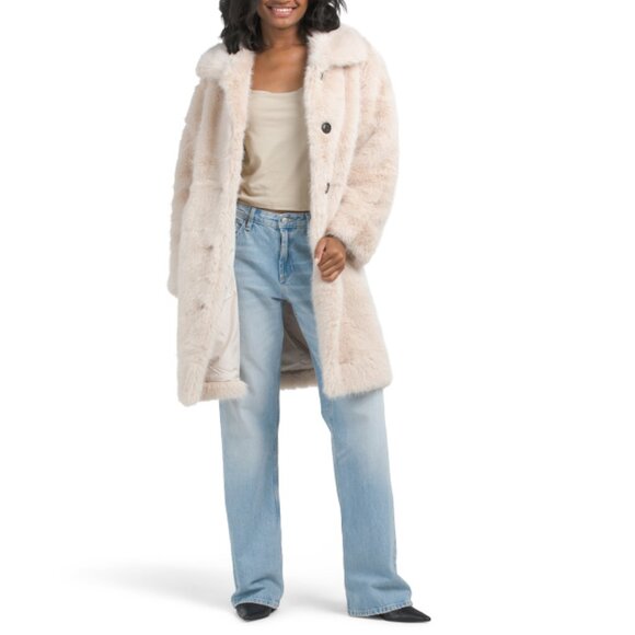 BERNARDO cream Faux Fur Coat - Picture 1 of 2
